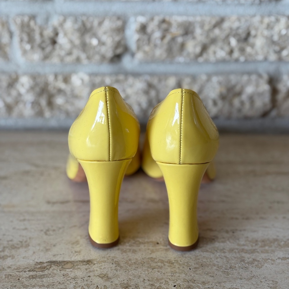 Maryam Nassir Zadeh Patent Yellow High Heels Pumps Size 7.5 MNZ Bertrand - Picture 5 of 10